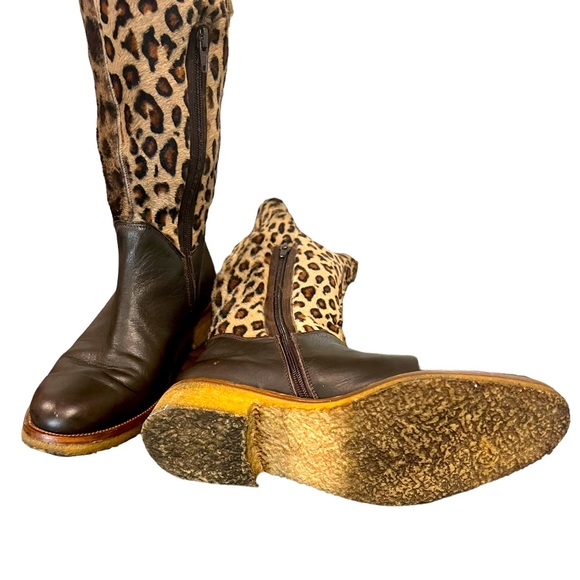 Elizabeth Stuart brown leather cheetah print boots Mob Boss Style in size 7.5 - Picture 5 of 6